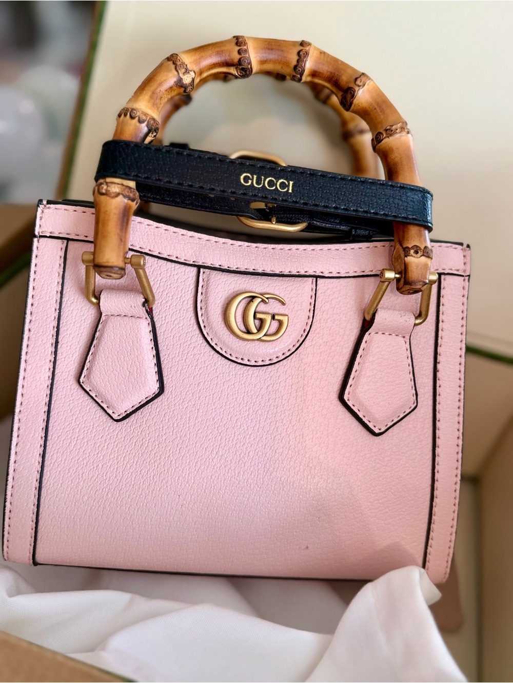 Inspired Pink Bamboo Handle Mini Top-Handle Bag